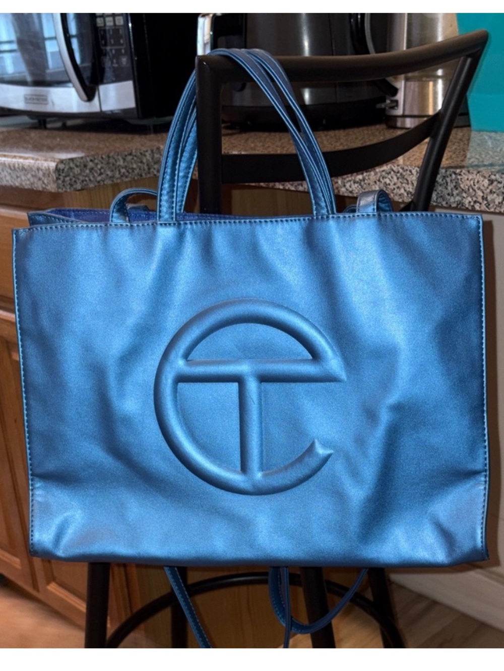 Telfar Medium Metallic Cobalt Blue Shopping Tote